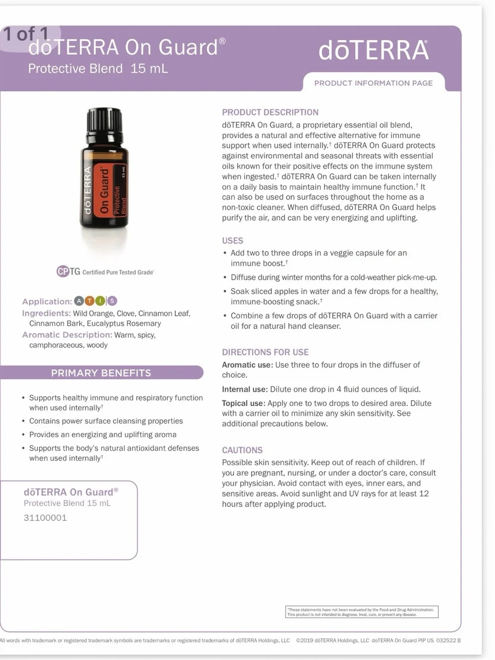 Doterra On Guard Protective Blend — set of 2 (15ml bottles) - Picture 3 of 4